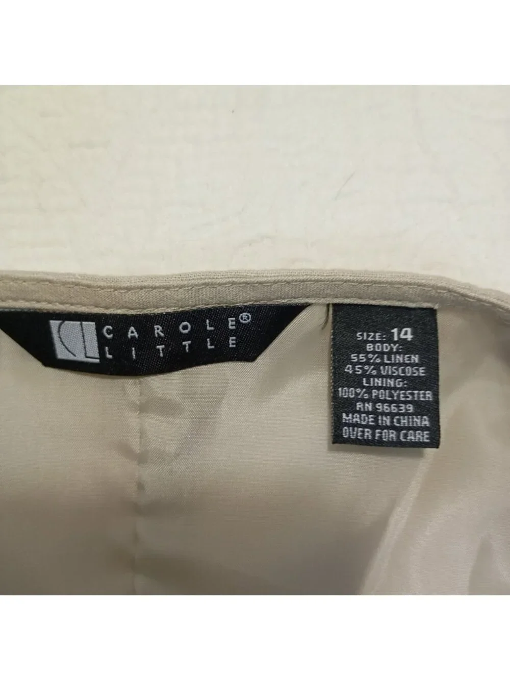Carole Little Beige Floral Embroidered A-Line Skirt Size 14 Linen Blend Womens